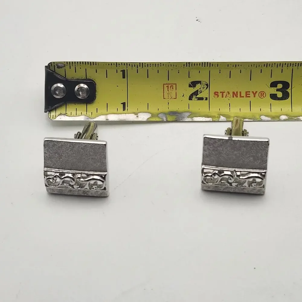 Swank Silver Tone Square Cufflinks .75